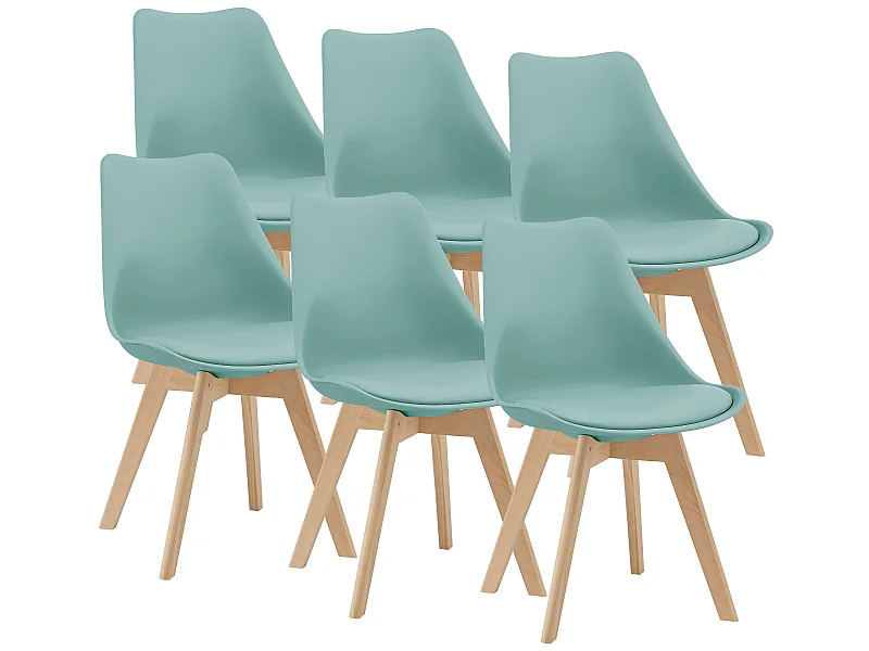 Lot de 6 Chaises de Salle à Manger Dubrovnik Simili Hêtre Menthe [en.casa]