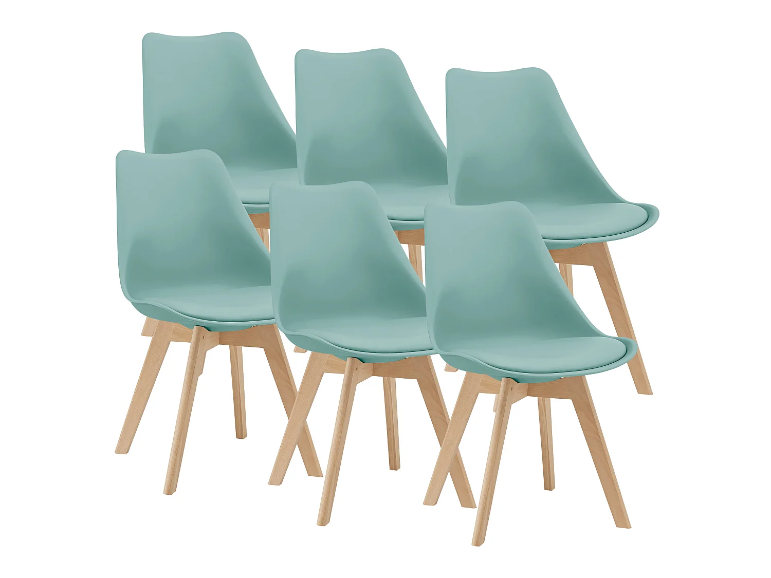 Lot de 6 Chaises de Salle à Manger Dubrovnik Simili Hêtre Menthe [en.casa]