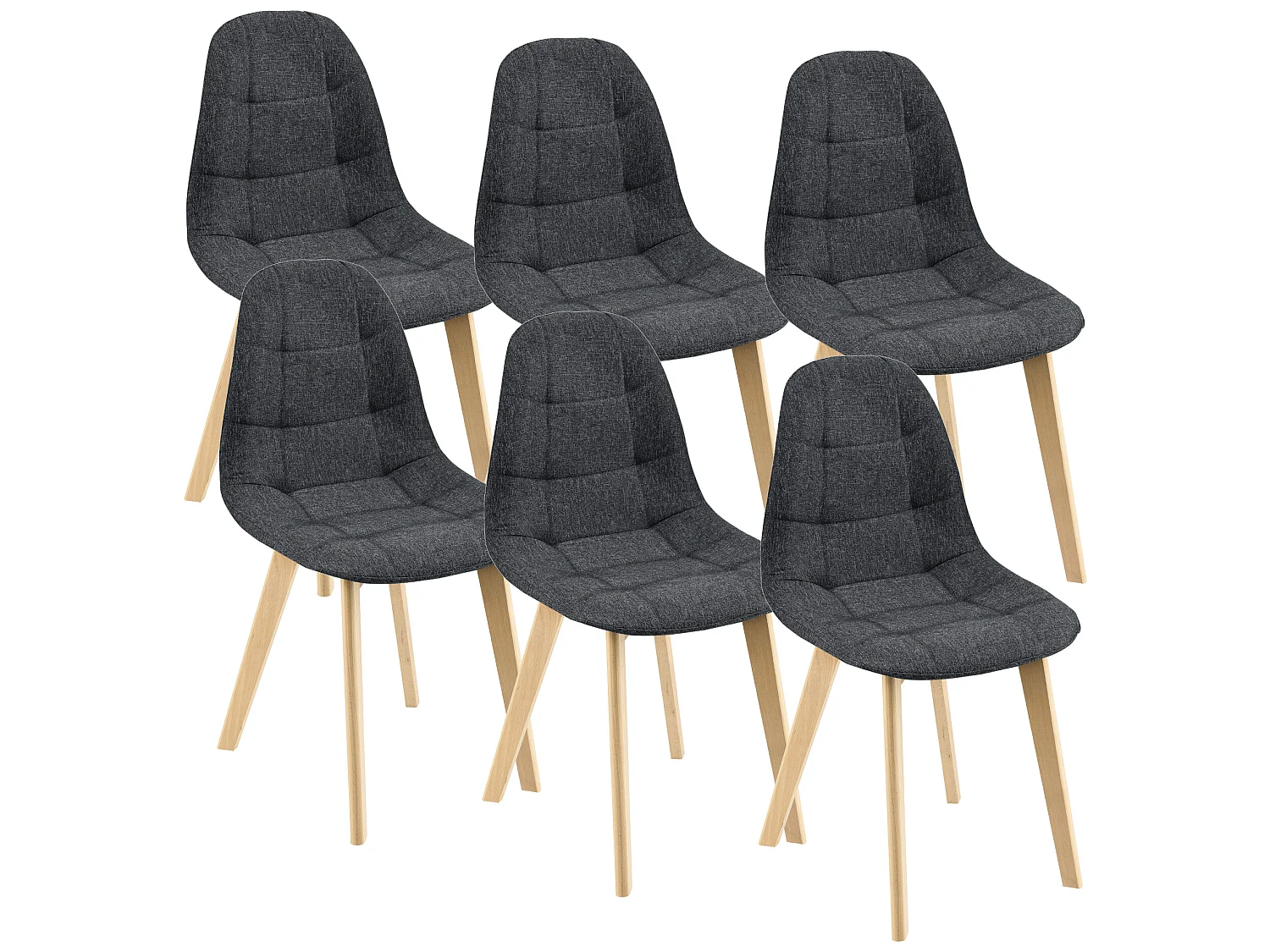 Lot de 6 Chaises de Salle à Manger Kopparberg 86 x 53 x 47 cm Polyester Bois Noir [en.casa]