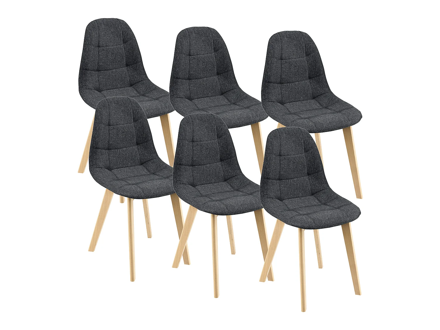 Lot de 6 Chaises de Salle à Manger Kopparberg 86 x 53 x 47 cm Polyester Bois Noir [en.casa]