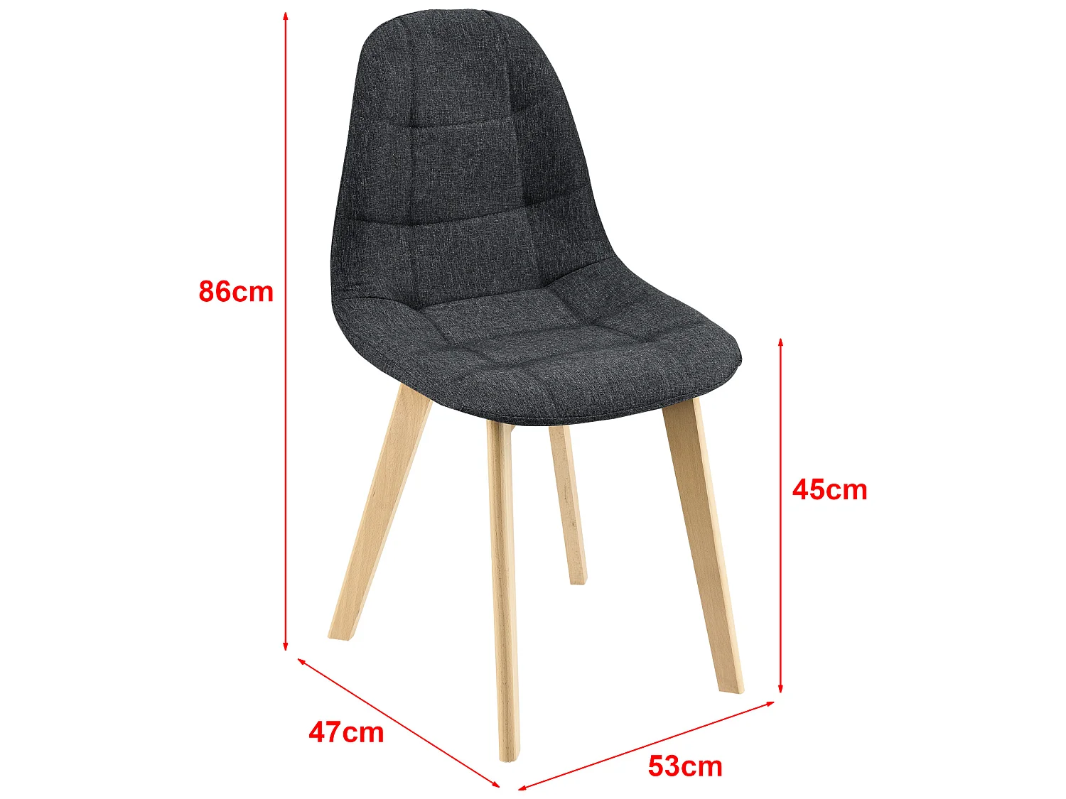 Lot de 6 Chaises de Salle à Manger Kopparberg 86 x 53 x 47 cm Polyester Bois Noir [en.casa]