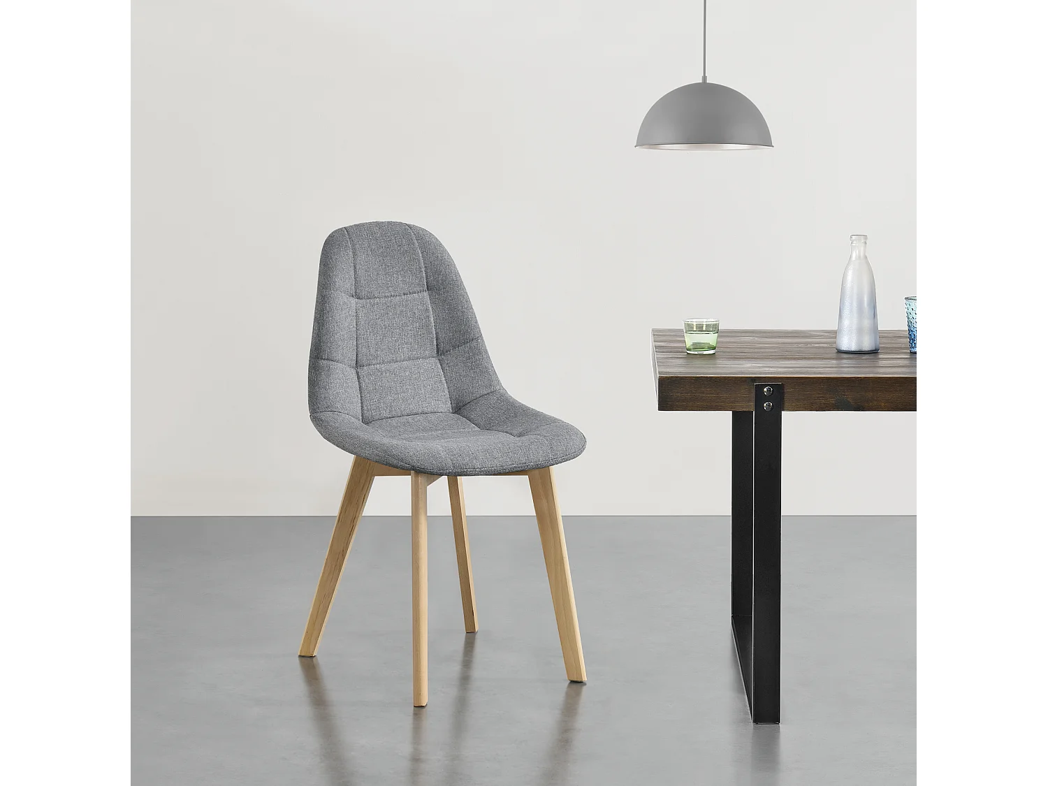 Lot de 6 Chaises de Salle à Manger Kopparberg 86 x 53 x 47 cm Polyester Bois Gris Clair [en.casa]