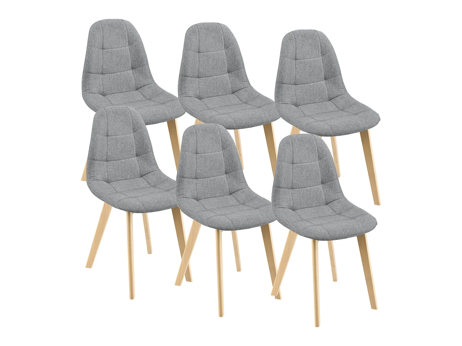 Lot de 6 Chaises de Salle à Manger Kopparberg 86 x 53 x 47 cm Polyester Bois Gris Clair [en.casa]