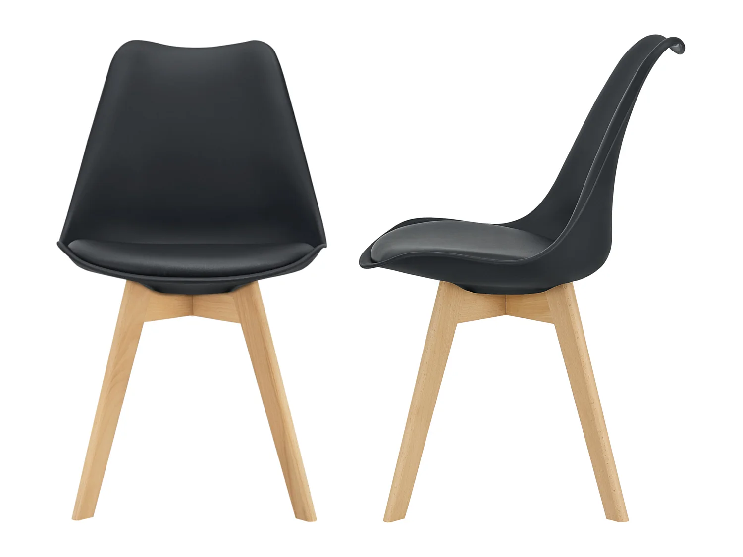 Lot de 2 Chaises de Salle à Manger Dubrovnik Simili Hêtre Noir [en.casa]