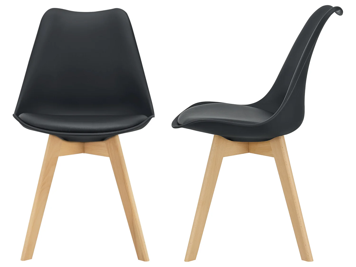 Lot de 2 Chaises de Salle à Manger Dubrovnik Simili Hêtre Noir [en.casa]