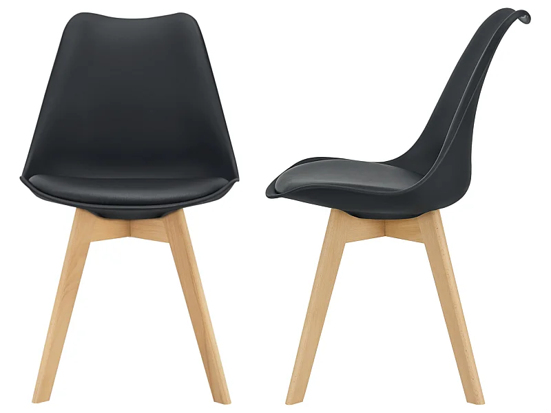 Lot de 2 Chaises de Salle à Manger Dubrovnik Simili Hêtre Noir [en.casa]