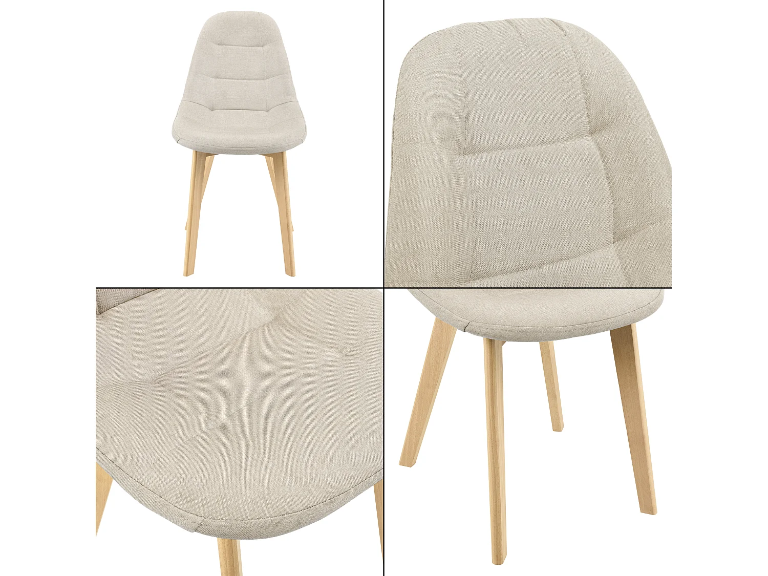 Lot de 2 Chaises de Salle à Manger Kopparberg 86 x 53 x 47 cm Beige [en.casa]