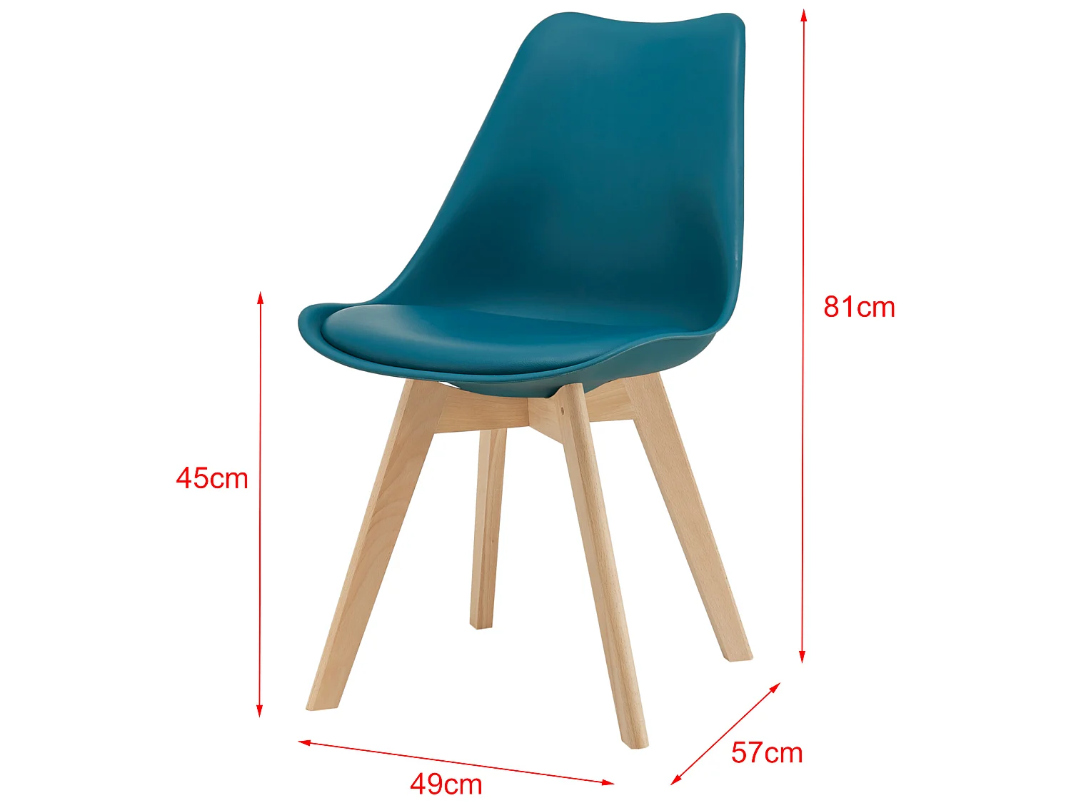 Lot de 4 Chaises de Salle à Manger Dubrovnik Simili Hêtre Turquoise [en.casa]