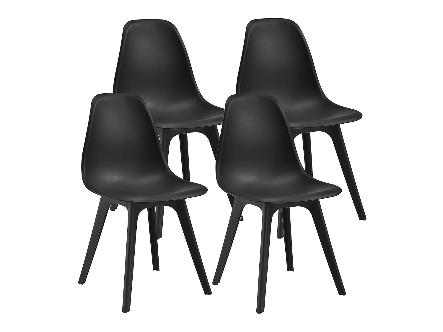 Set de 4 Chaises Brevik Plastique 83 x 54 x 48 cm Noir [en.casa]