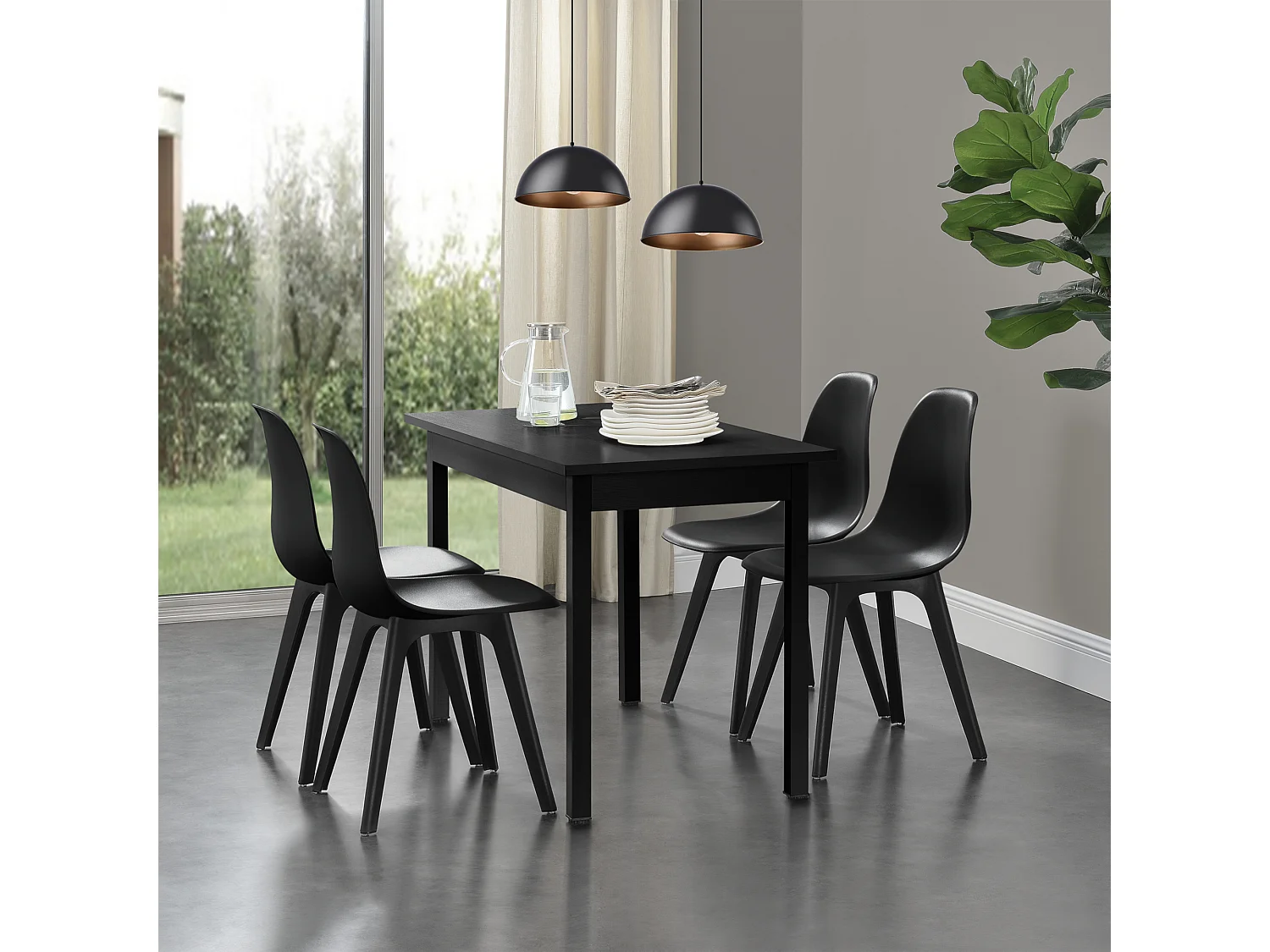 Set de 4 Chaises Brevik Plastique 83 x 54 x 48 cm Noir [en.casa]