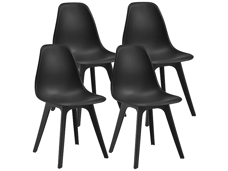 Set de 4 Chaises Brevik Plastique 83 x 54 x 48 cm Noir [en.casa]