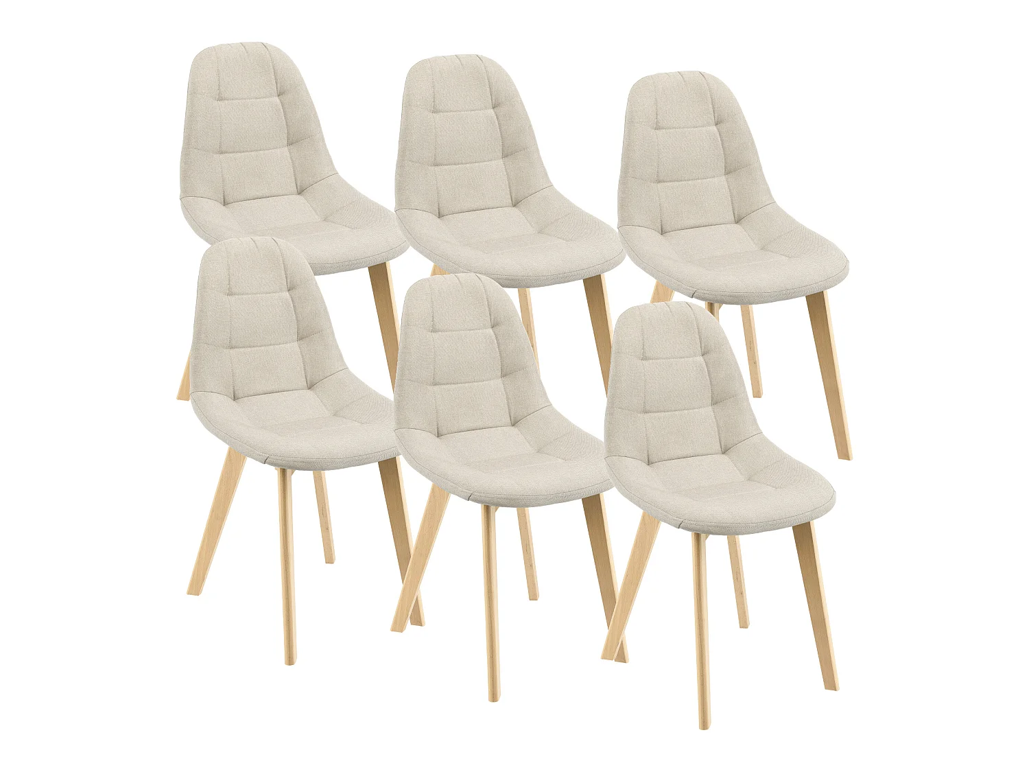 Lot de 6 Chaises de Salle à Manger Kopparberg 86 x 53 x 47 cm Polyester Bois Beige [en.casa]