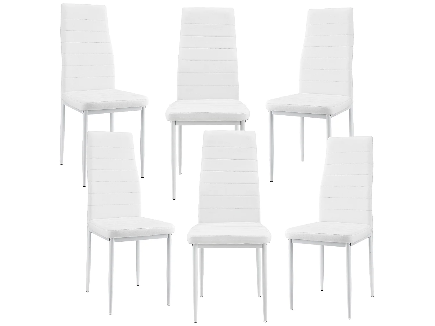 Kit de 6 x Chaises de Salle à Manger Simili 96 x 43 x 52 cm Blanc [en.casa]