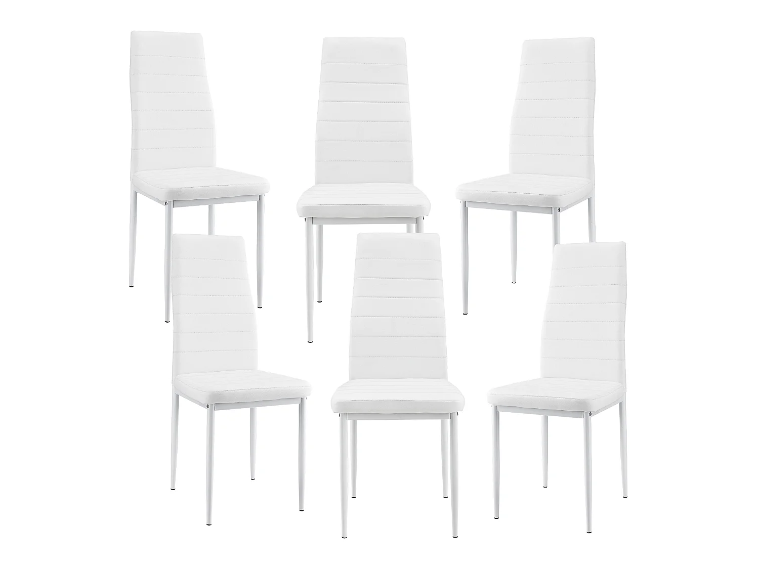 Kit de 6 x Chaises de Salle à Manger Simili 96 x 43 x 52 cm Blanc [en.casa]