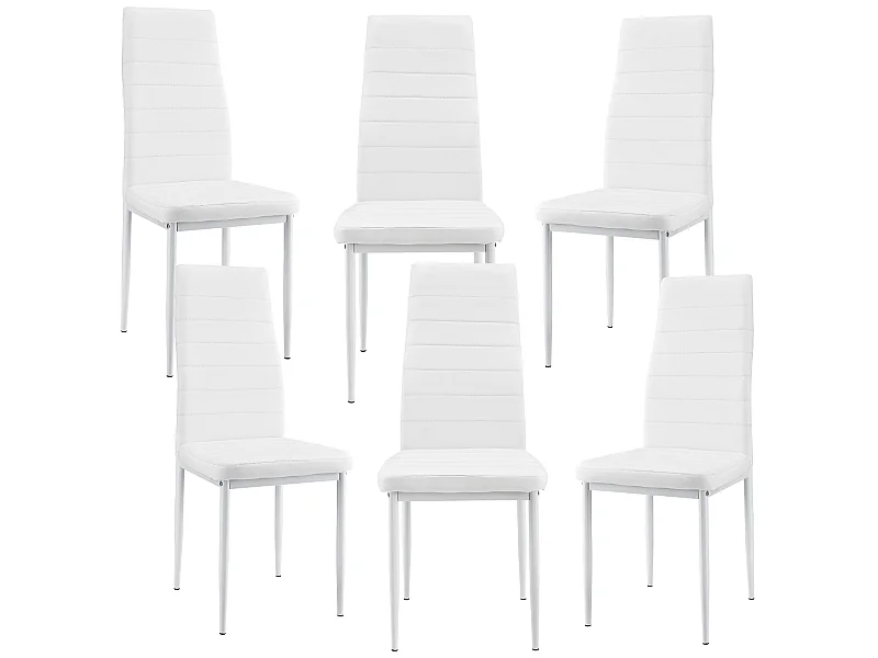 Kit de 6 x Chaises de Salle à Manger Simili 96 x 43 x 52 cm Blanc [en.casa]