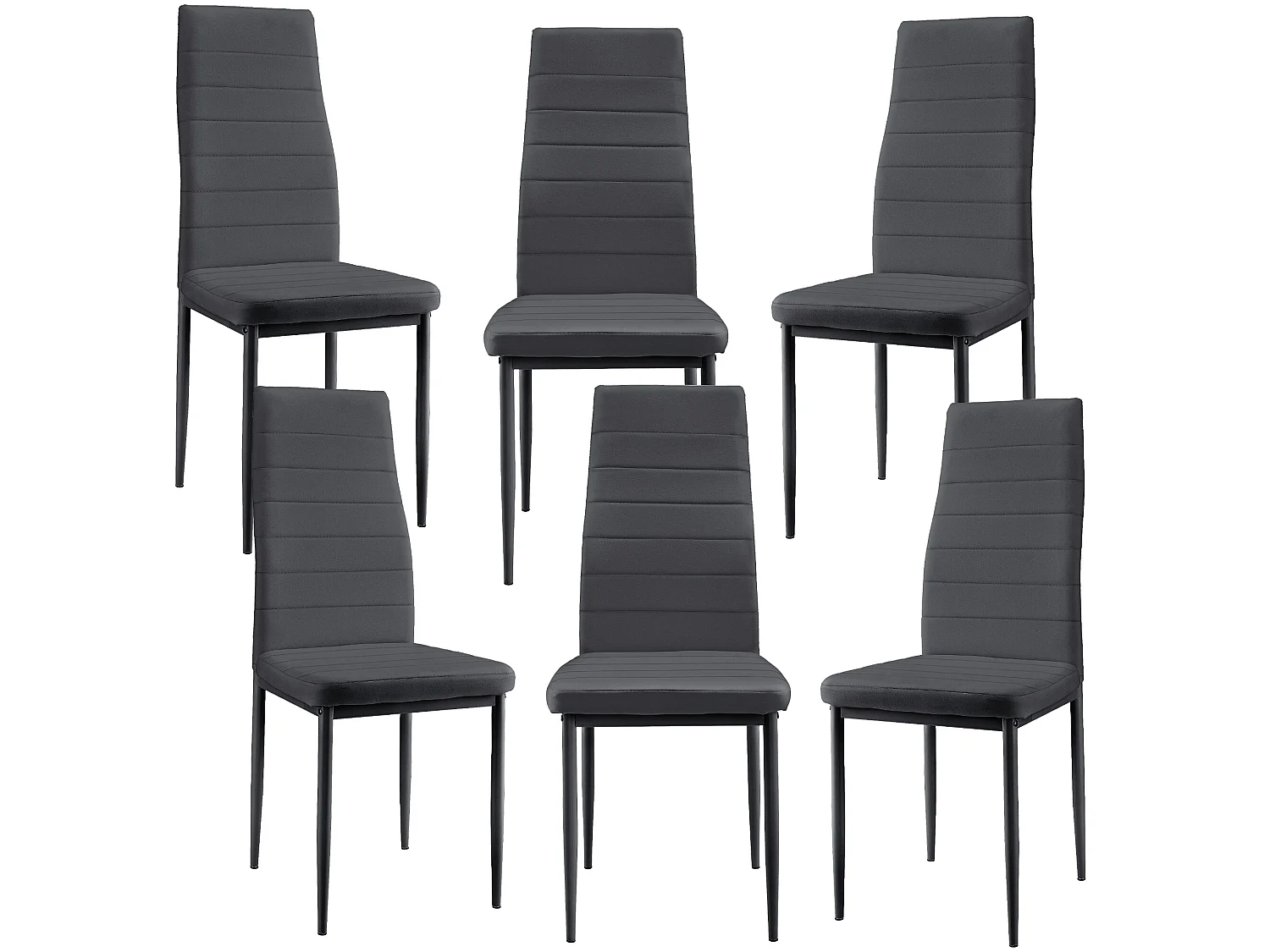 Kit de 6 x Chaises de Salle à Manger Simili 96 x 43 x 52 cm Gris Foncé [en.casa]