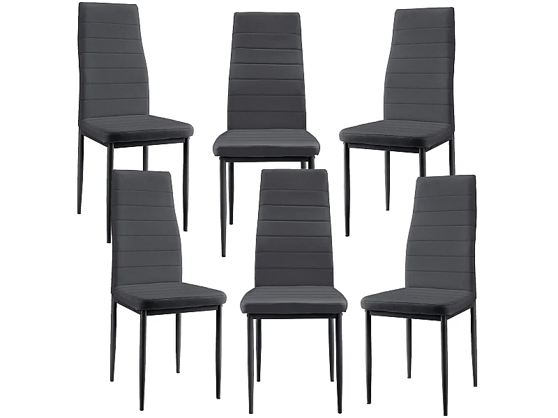 Kit de 6 x Chaises de Salle à Manger Simili 96 x 43 x 52 cm Gris Foncé [en.casa]