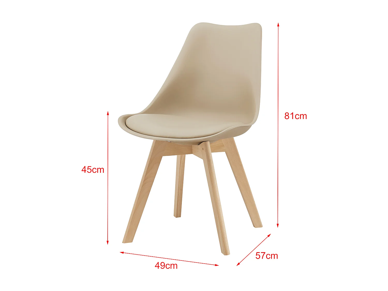 Lot de 2 Chaises de Salle à Manger Dubrovnik Simili Hêtre Beige [en.casa]