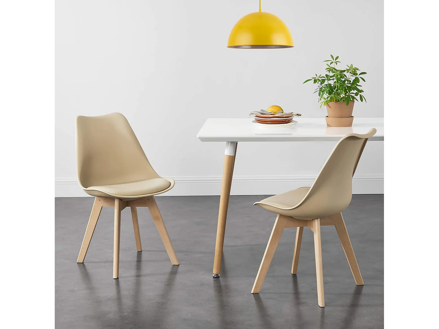 Lot de 2 Chaises de Salle à Manger Dubrovnik Simili Hêtre Beige [en.casa]