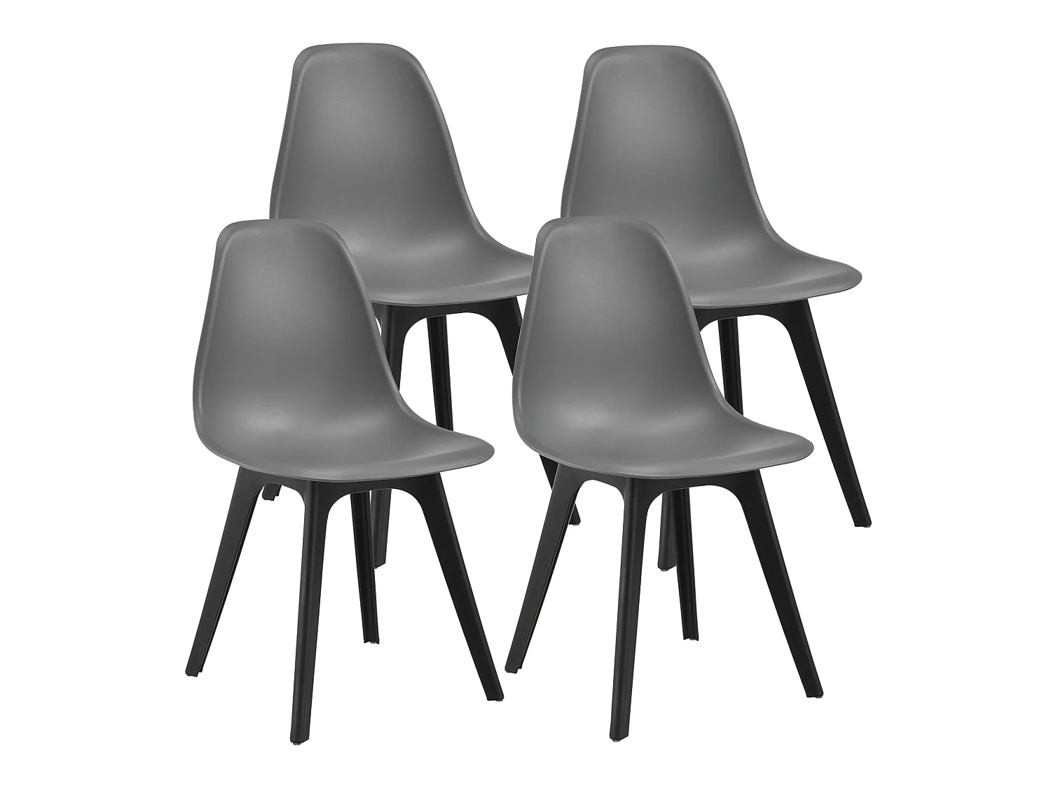 Set de 4 Chaises Brevik Plastique 83 x 54 x 48 cm Gris Noir [en.casa]