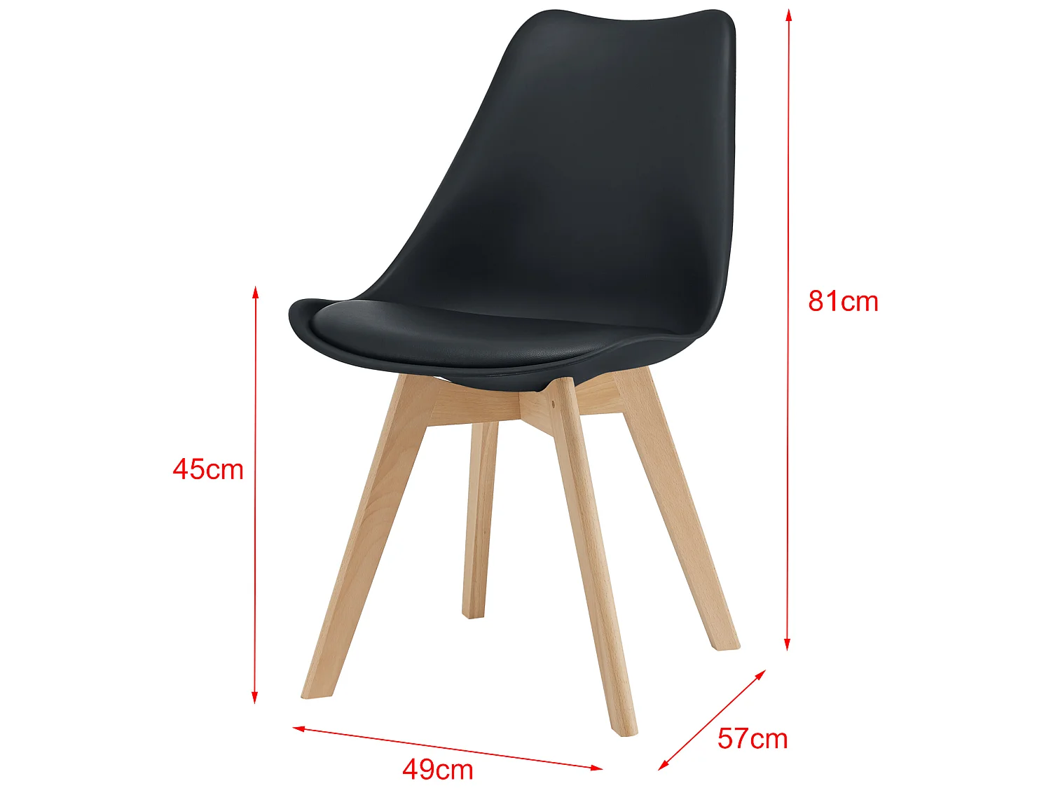 Lot de 4 Chaises de Salle à Manger Dubrovnik Simili Hêtre Noir [en.casa]