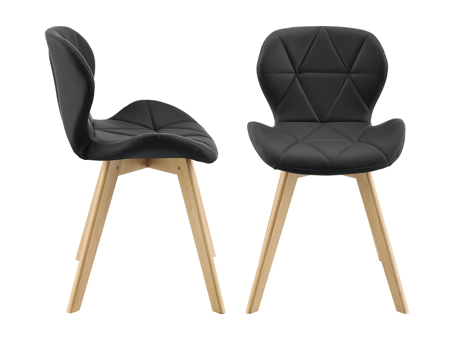 Lot de 4 Chaises Älmhult Similicuir 78 x 47 x 52 cm Noir [en.casa]