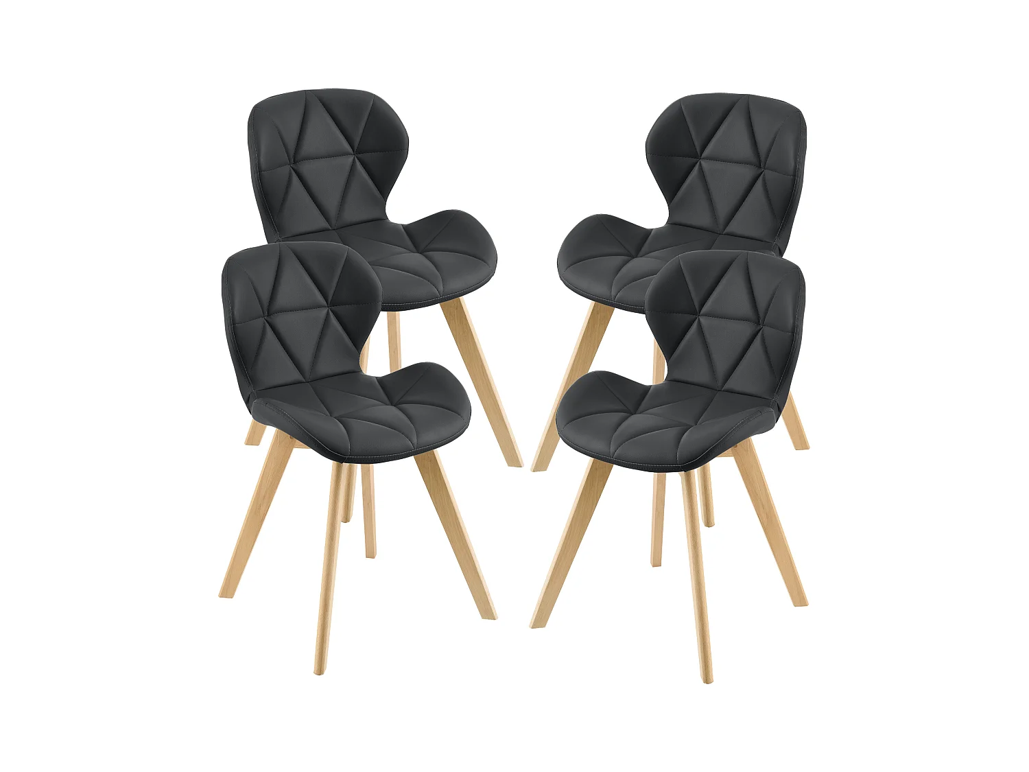 Lot de 4 Chaises Älmhult Similicuir 78 x 47 x 52 cm Noir [en.casa]