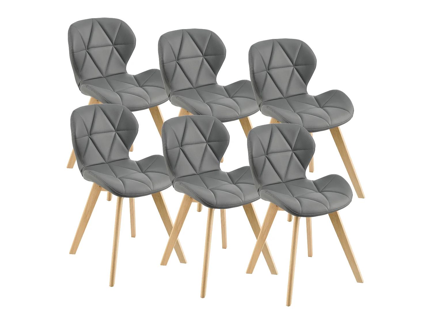 Lot de 6 Chaises Älmhult Similicuir 78 x 47 x 52 cm Gris [en.casa]