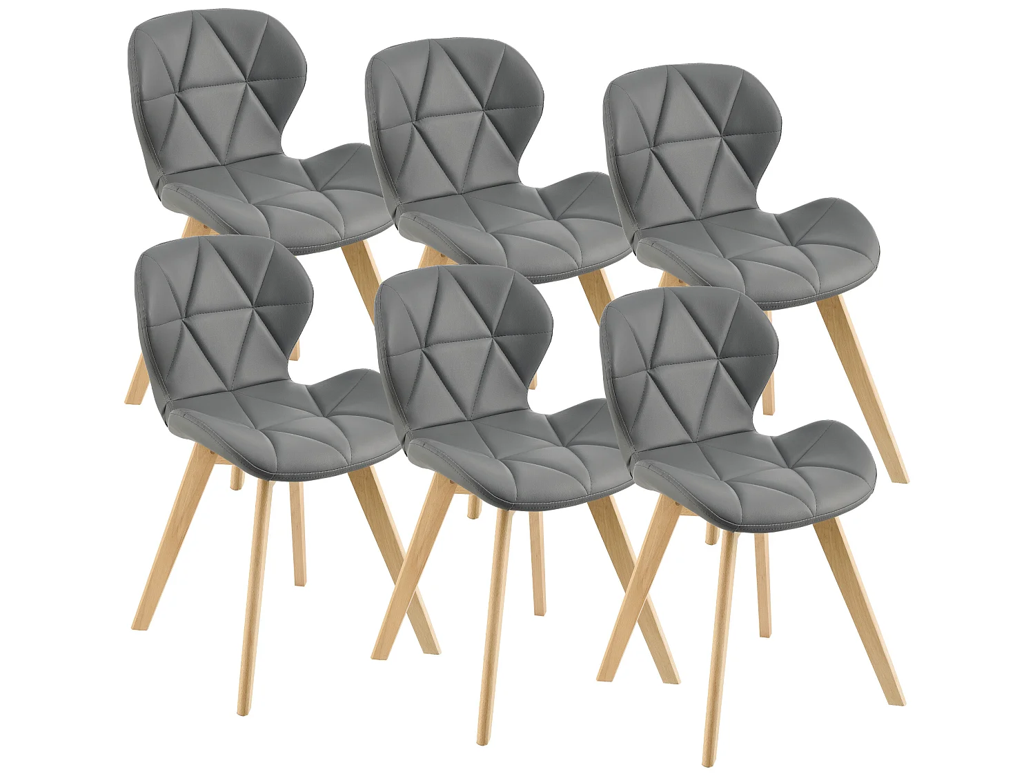 Lot de 6 Chaises Älmhult Similicuir 78 x 47 x 52 cm Gris [en.casa]
