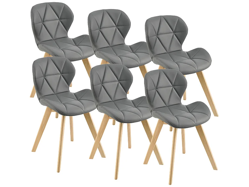 Lot de 6 Chaises Älmhult Similicuir 78 x 47 x 52 cm Gris [en.casa]