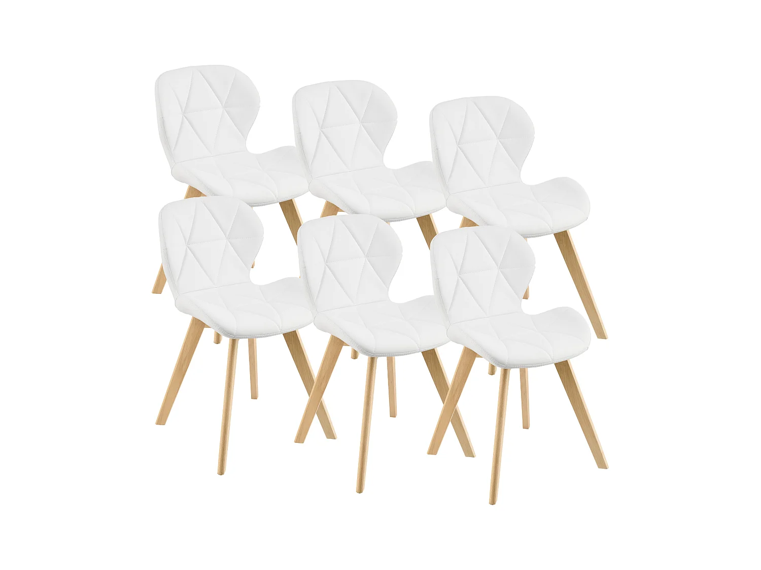 Lot de 6 Chaises Älmhult Similicuir 78 x 47 x 52 cm Blanc [en.casa]