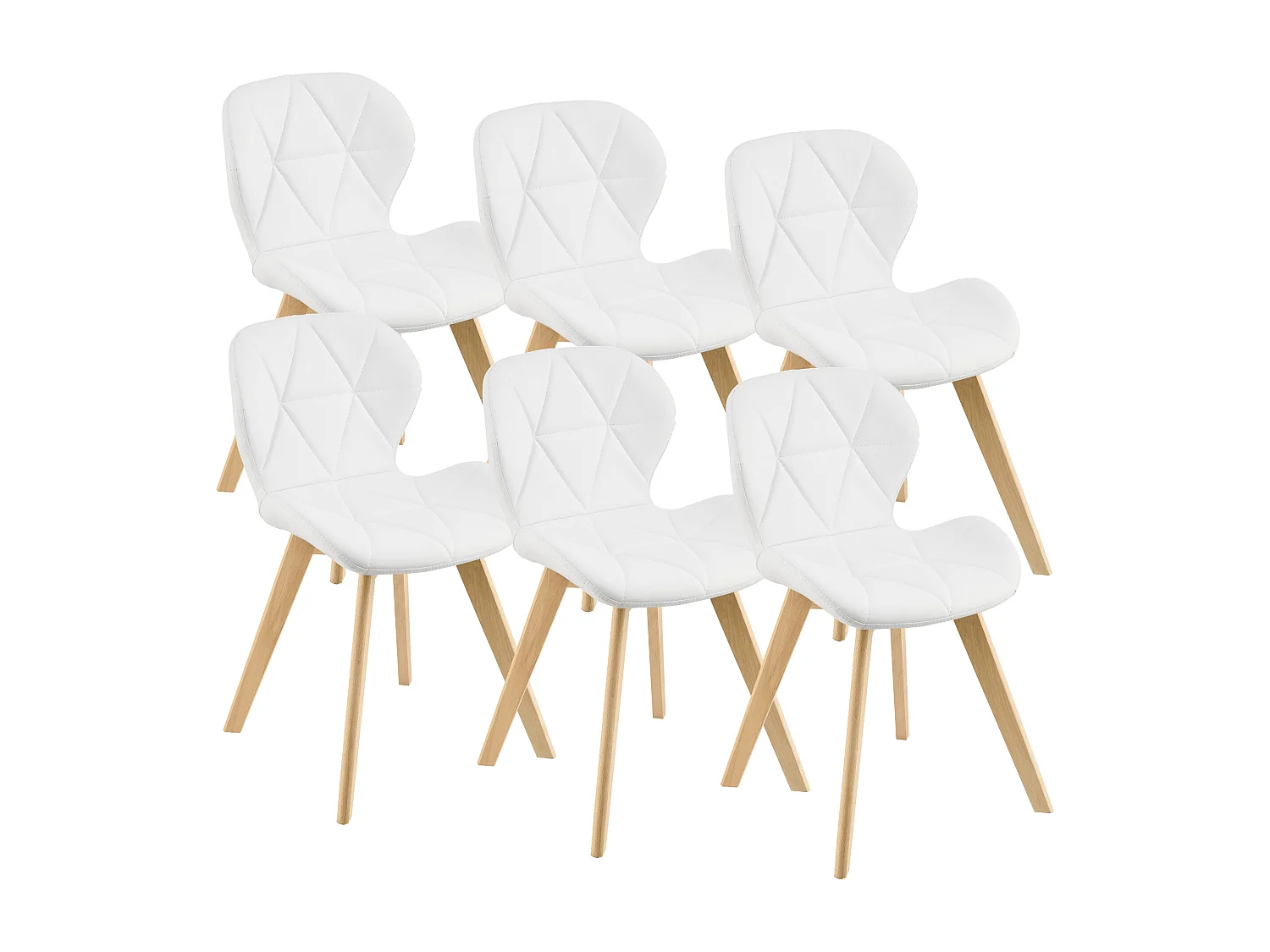 Lot de 6 Chaises Älmhult Similicuir 78 x 47 x 52 cm Blanc [en.casa]