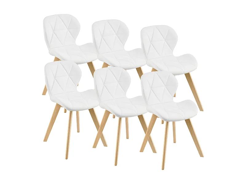 Lot de 6 Chaises Älmhult Similicuir 78 x 47 x 52 cm Blanc [en.casa]