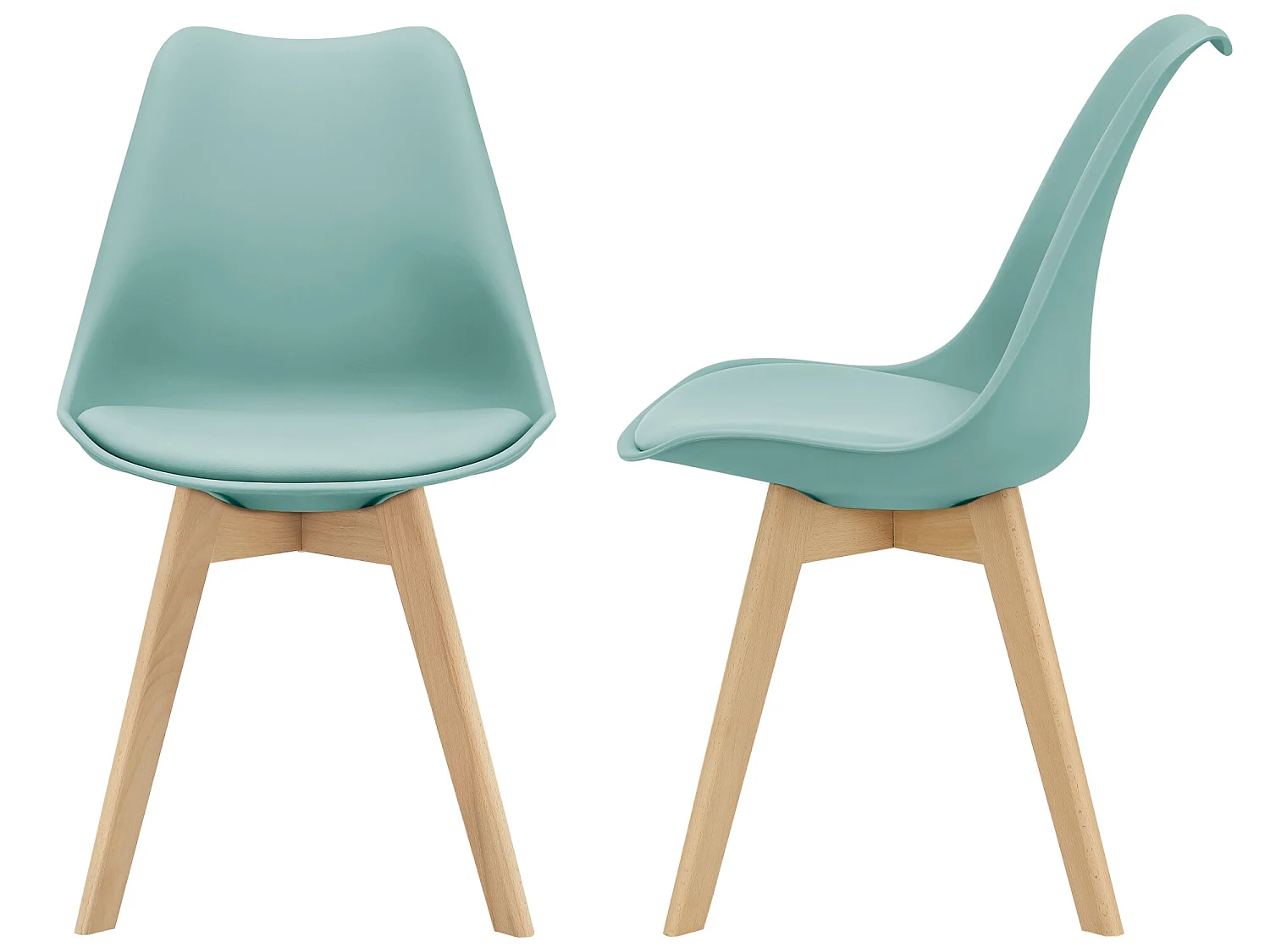 Lot de 2 Chaises de Salle à Manger Dubrovnik Simili Hêtre Menthe [en.casa]