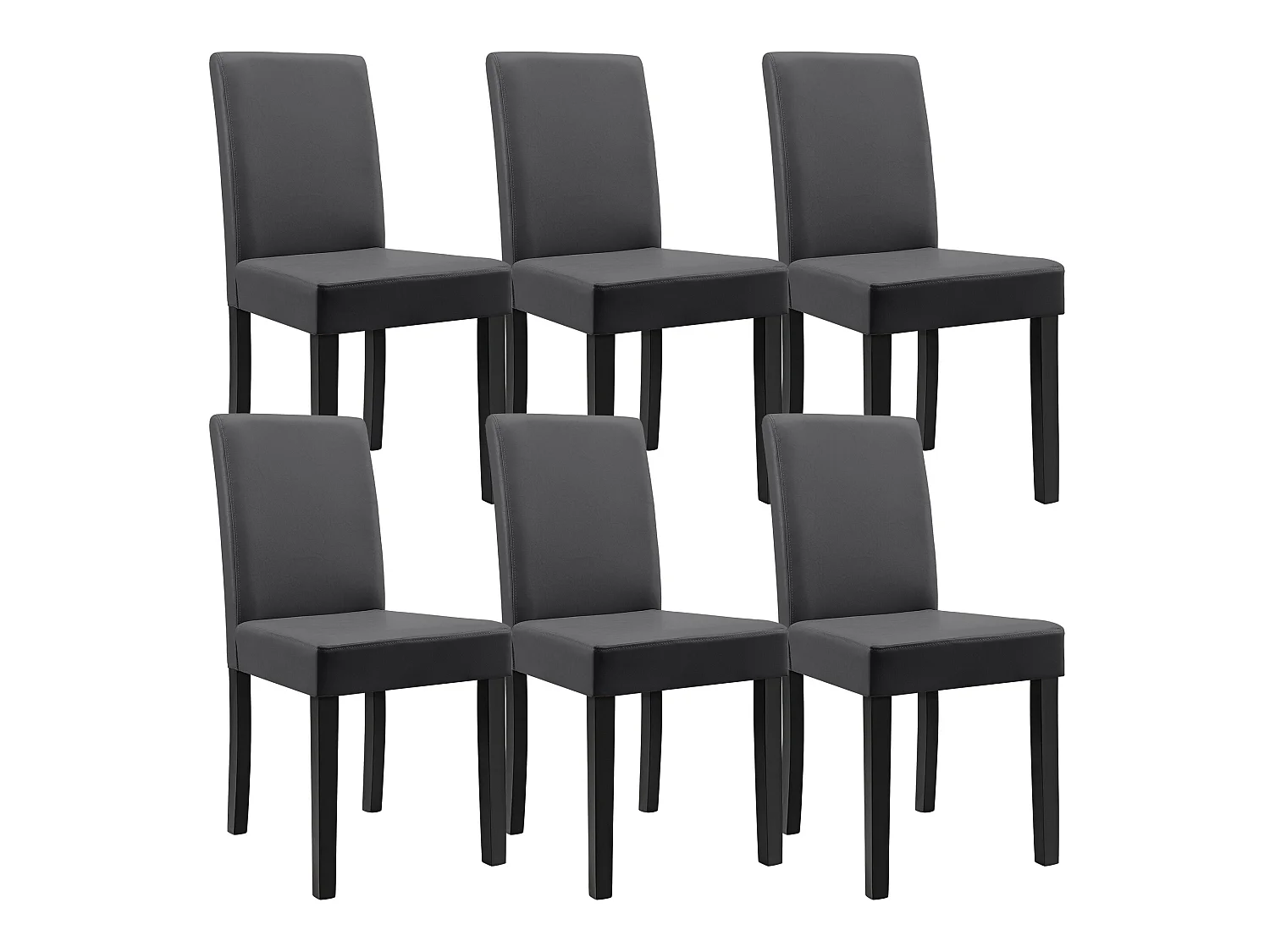 Kit de 6 Chaises Bois Simili 90 x 42 x 48 cm Gris Foncé [en.casa]