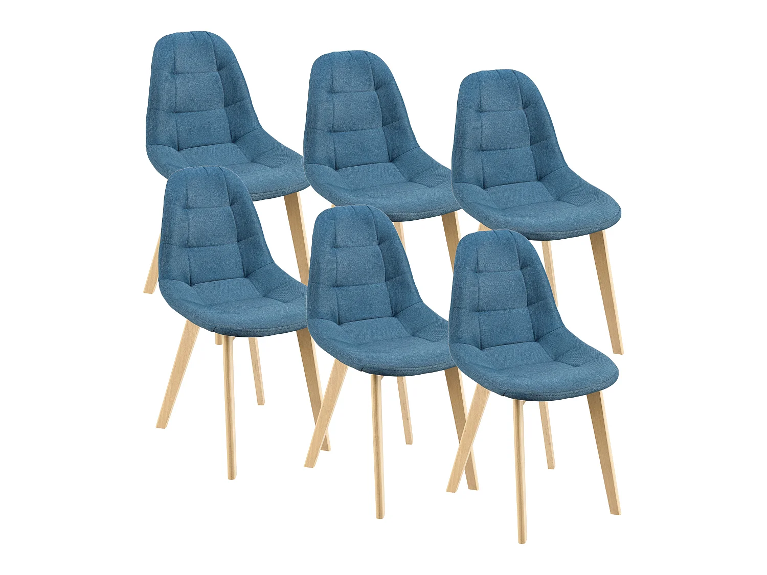 Lot de 6 Chaises de Salle à Manger Kopparberg 86 x 53 x 47 cm Polyester Bois Bleu [en.casa]