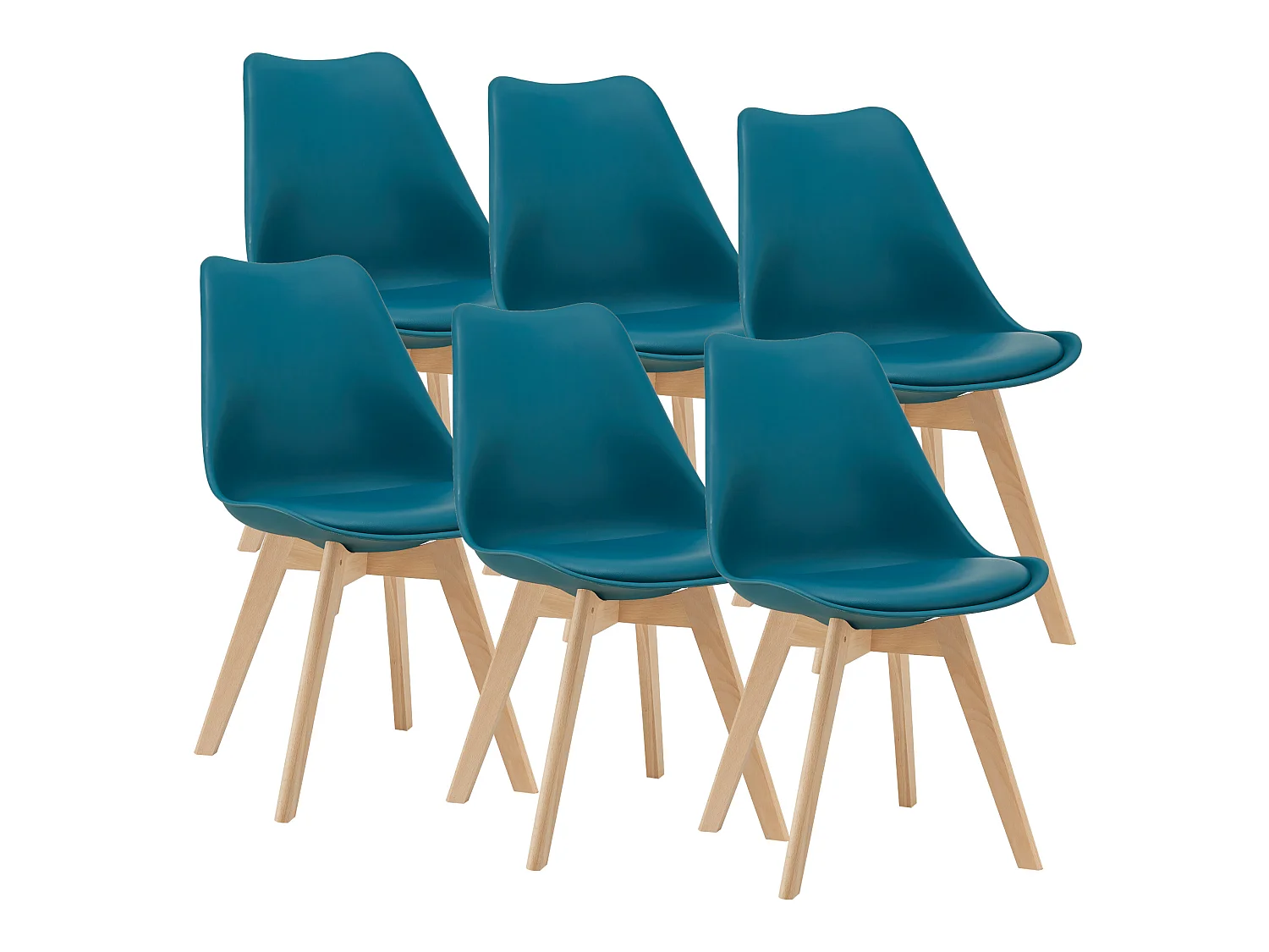 Lot de 6 Chaises de Salle à Manger Dubrovnik Simili Hêtre Turquoise [en.casa]