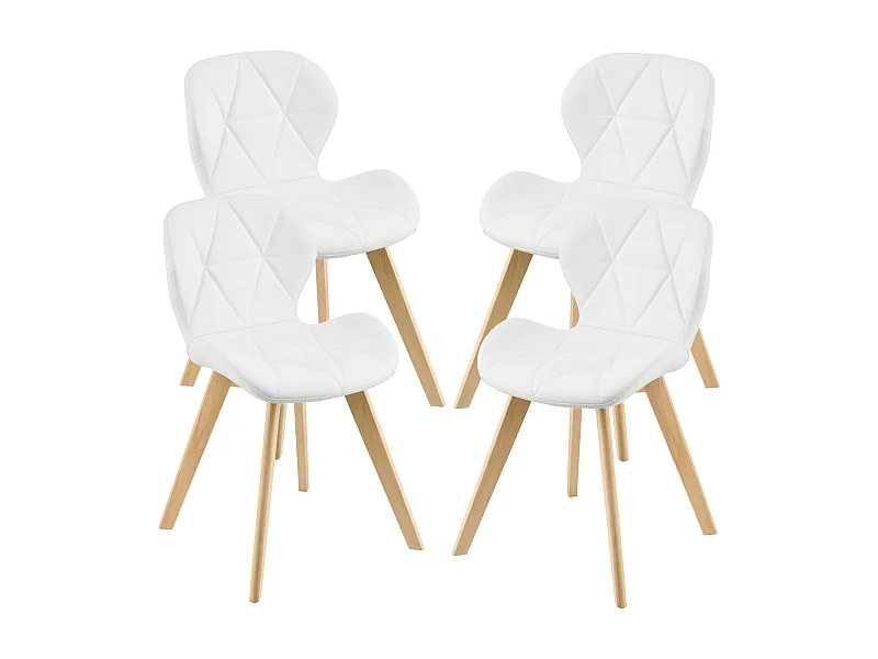 Lot de 4 Chaises Älmhult Similicuir 78 x 47 x 52 cm Blanc [en.casa]
