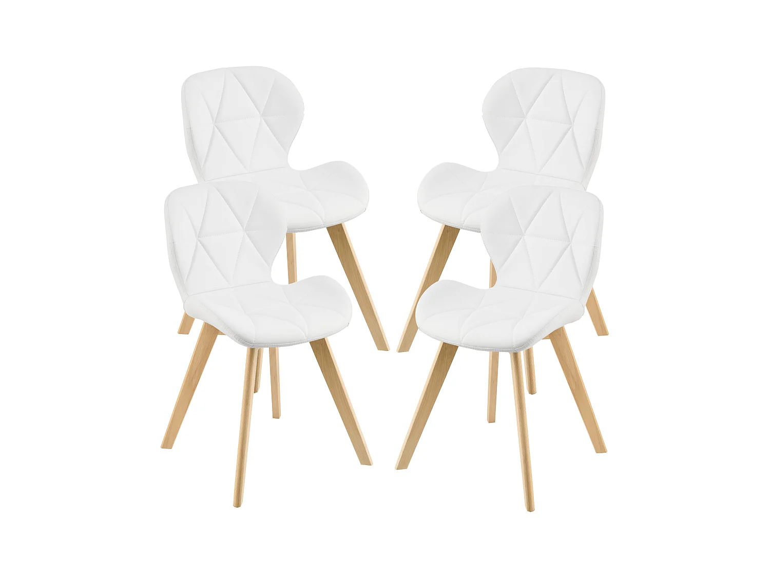 Lot de 4 Chaises Älmhult Similicuir 78 x 47 x 52 cm Blanc [en.casa]