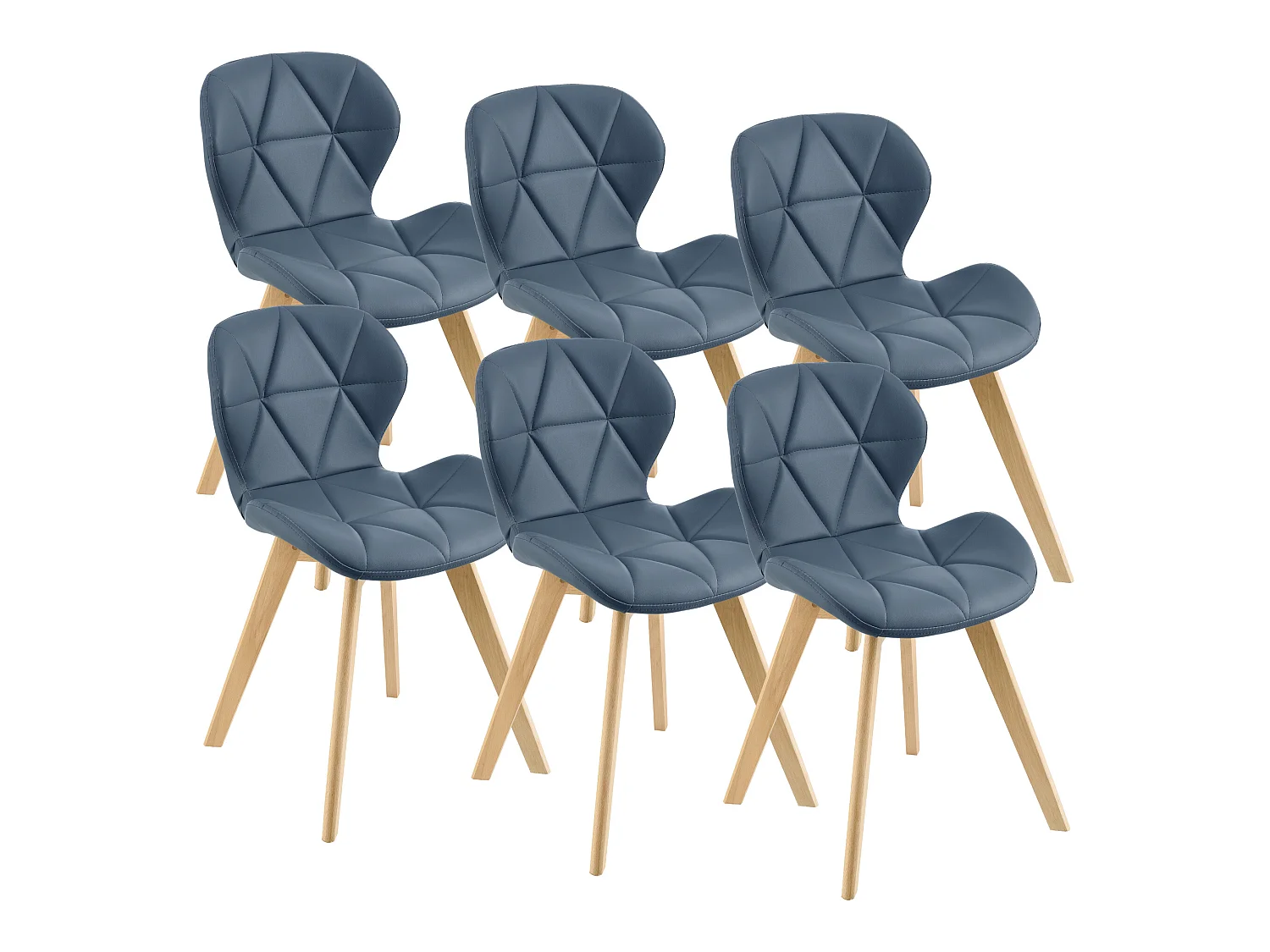 Lot de 6 Chaises Älmhult Similicuir 78 x 47 x 52 cm Bleu [en.casa]