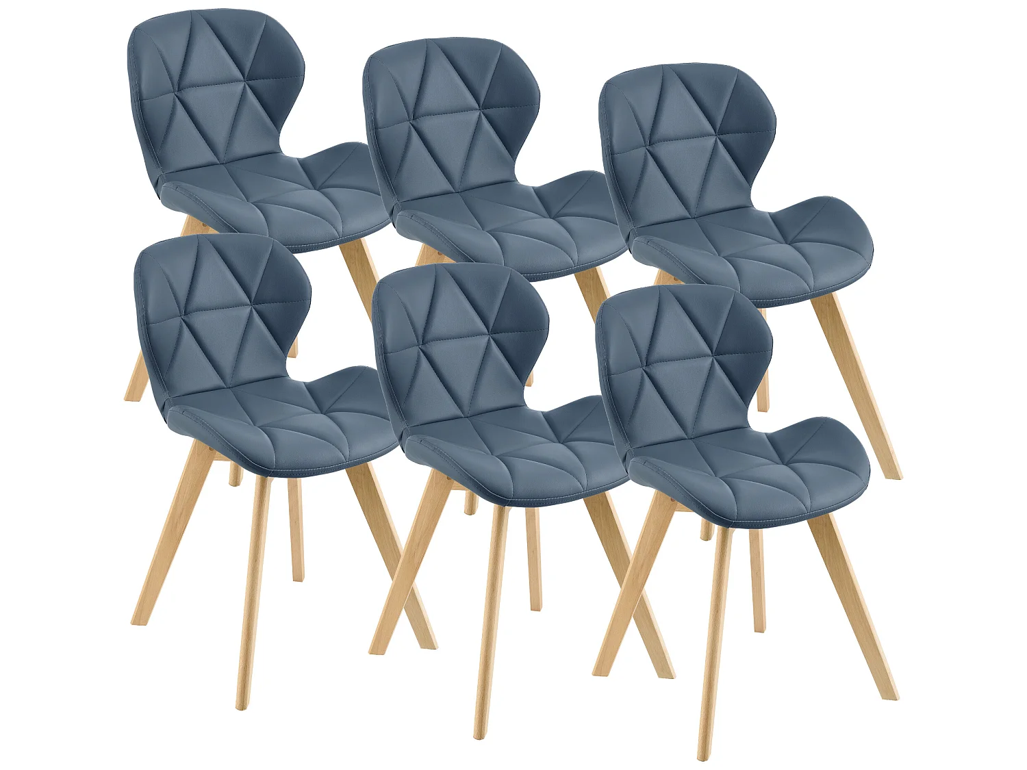 Lot de 6 Chaises Älmhult Similicuir 78 x 47 x 52 cm Bleu [en.casa]