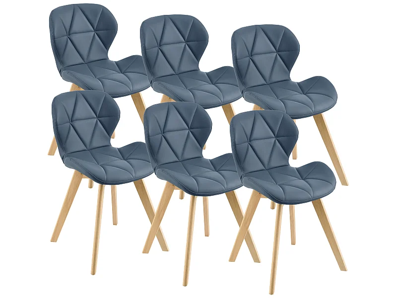 Lot de 6 Chaises Älmhult Similicuir 78 x 47 x 52 cm Bleu [en.casa]