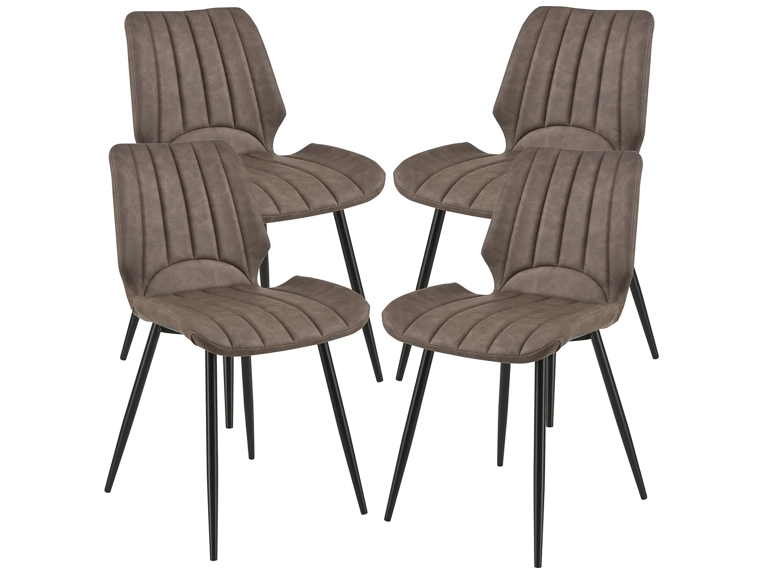 Set de 4 Chaises de Salle à Manger Mendoza Simili PU Métal 77 x 58 x 46 cm Marron Foncé [en.casa]