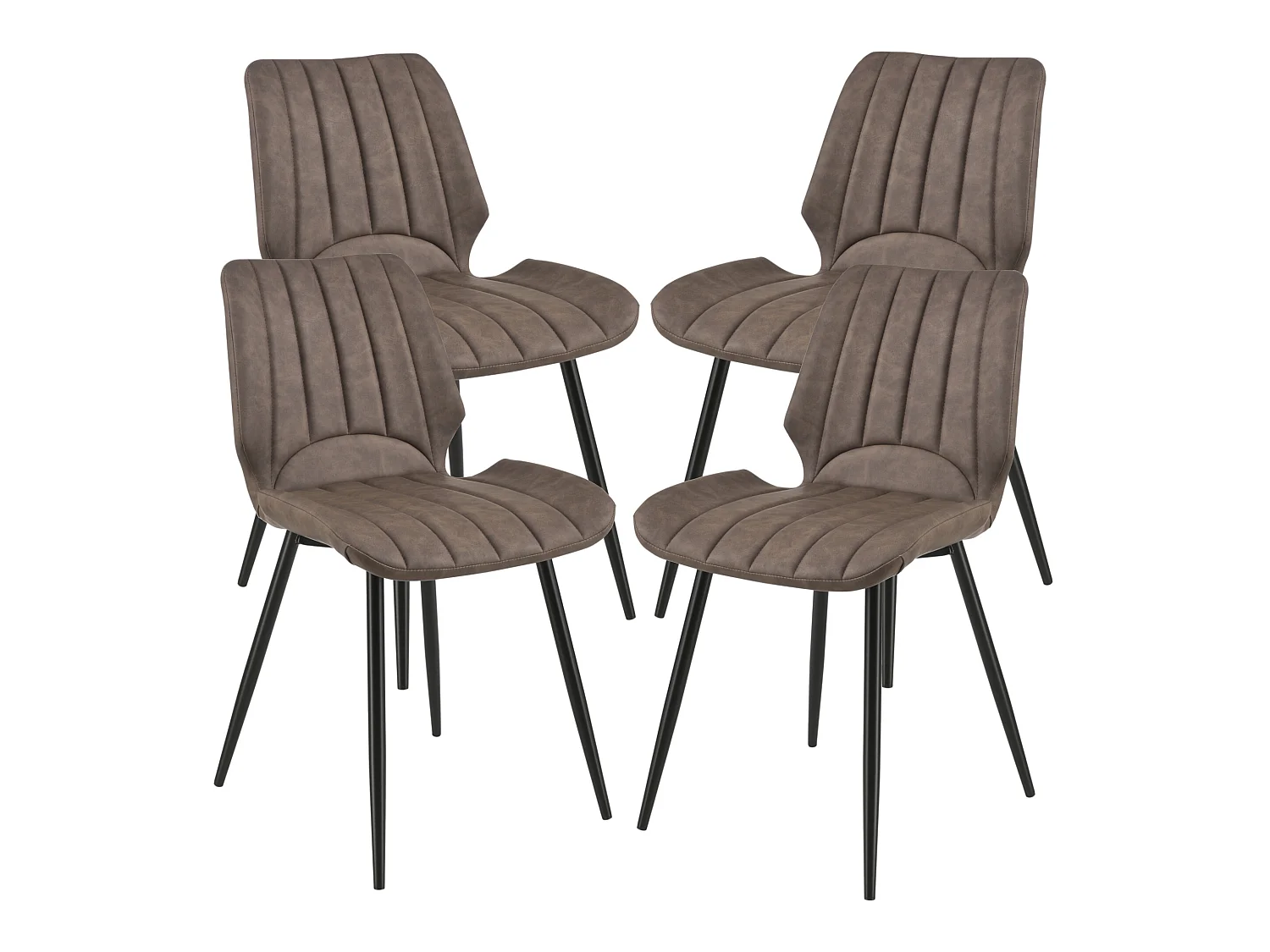 Set de 4 Chaises de Salle à Manger Mendoza Simili PU Métal 77 x 58 x 46 cm Marron Foncé [en.casa]