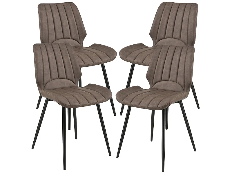Set de 4 Chaises de Salle à Manger Mendoza Simili PU Métal 77 x 58 x 46 cm Marron Foncé [en.casa]