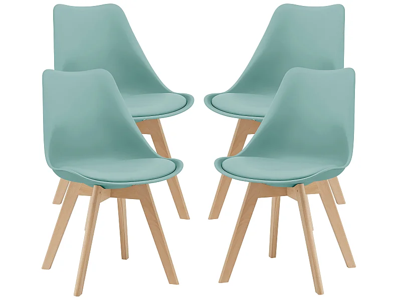 Lot de 4 Chaises de Salle à Manger Dubrovnik Simili Hêtre Menthe [en.casa]