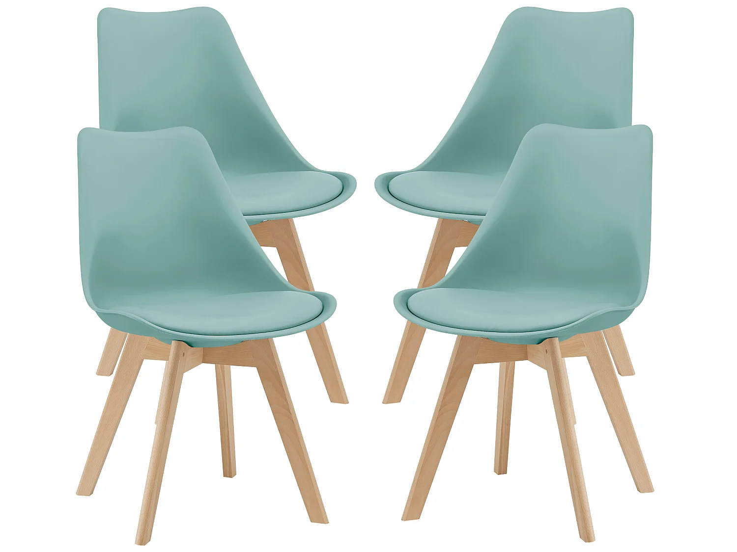 Lot de 4 Chaises de Salle à Manger Dubrovnik Simili Hêtre Menthe [en.casa]