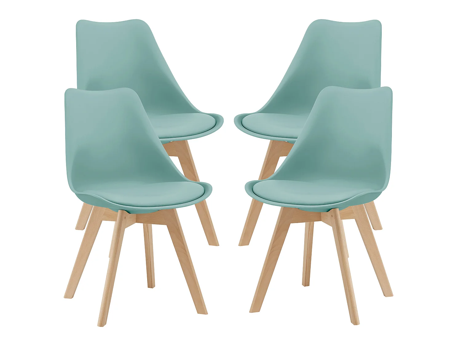 Lot de 4 Chaises de Salle à Manger Dubrovnik Simili Hêtre Menthe [en.casa]