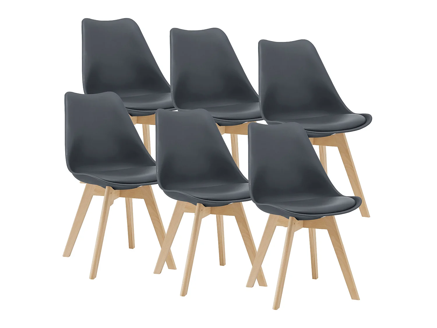 Lot de 6 Chaises de Salle à Manger Dubrovnik Simili Hêtre Gris [en.casa]
