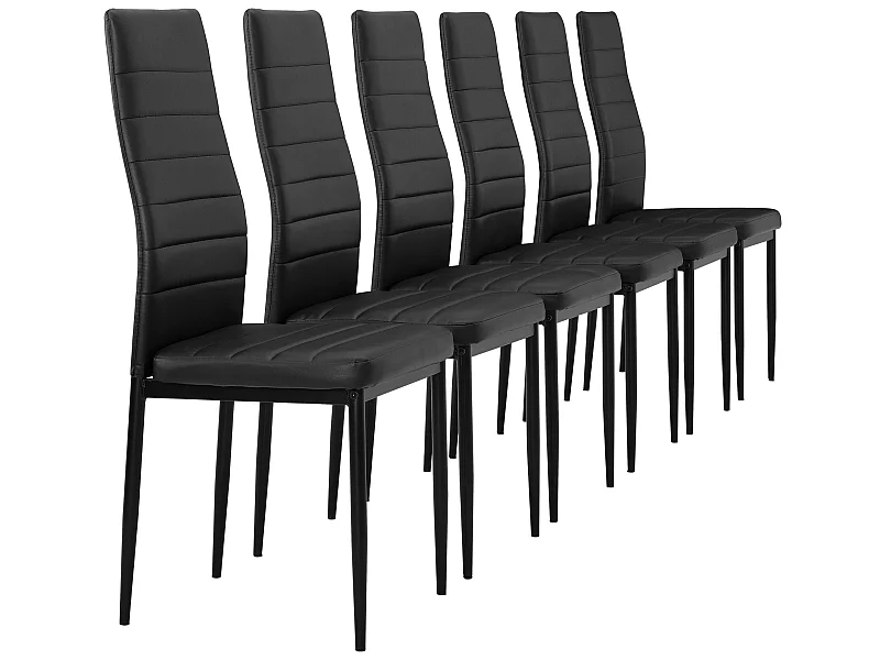 Kit de 6 x Chaises de Salle à Manger Simili 96 x 43 x 52 cm Noir [en.casa]